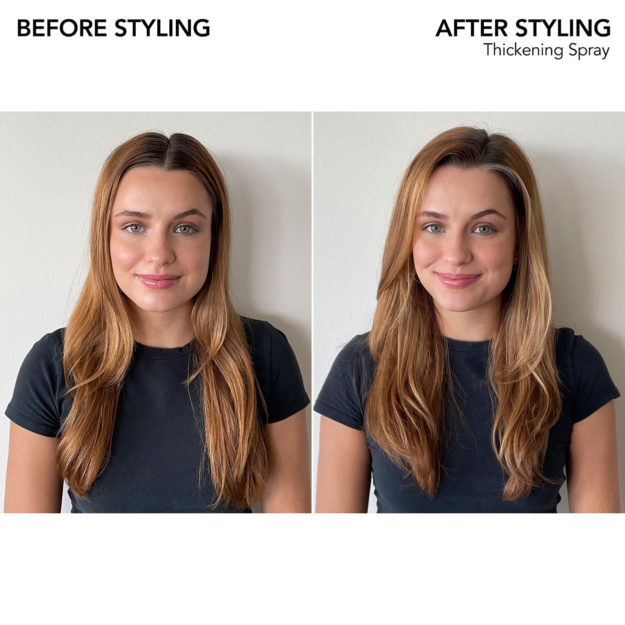 Before and after results of using Bumble and Bumble Thickening Spray variant: 8.5 oz
