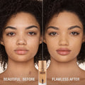 Before and after results of using Charlotte Tilbury Airbrush Flawless Foundation variant: 8 Warm