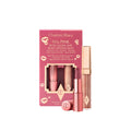 Pink boxed K.I.S.S.I.N.G Lipstick and Lip Gloss Duo containing a rose-colored lipstick and a shimmering lip gloss.