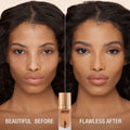 Before and after results of using Charlotte Tilbury Airbrush Flawless Foundation variant: 9 Warm