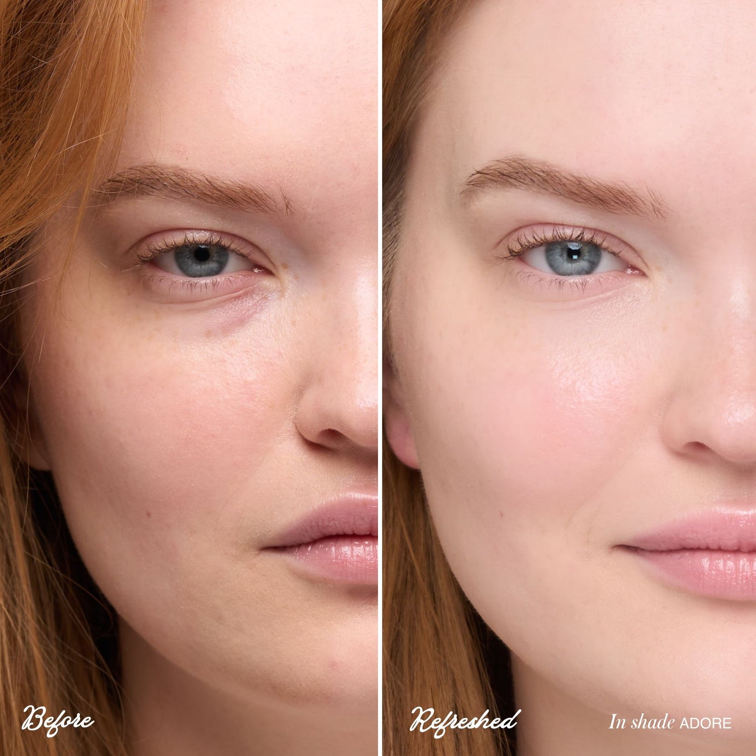 Before and after results of using RMS Beauty ReFresh Eye Brightener Broad Spectrum SPF 30 variant: Adore