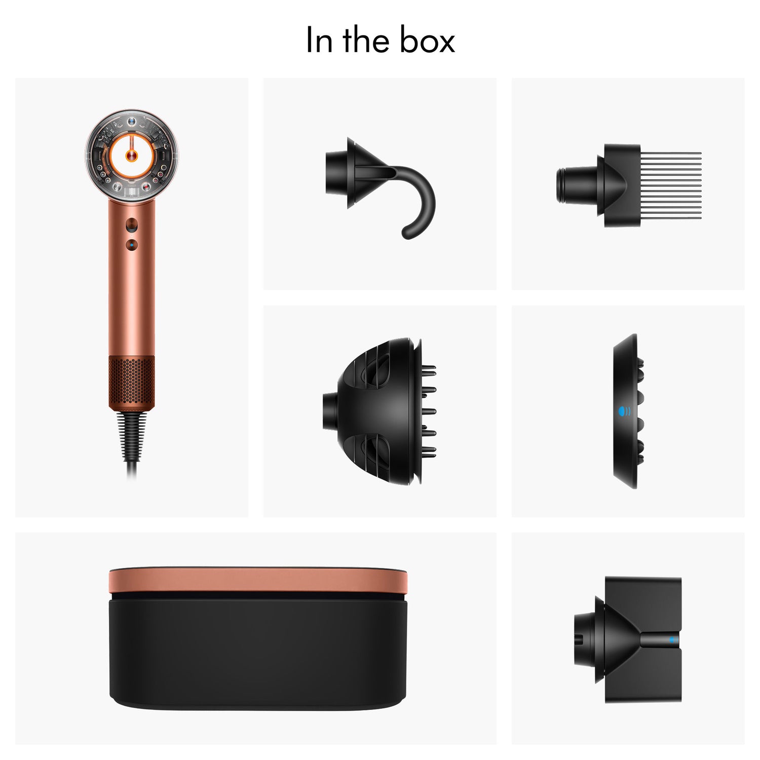 Image of an open Dyson Supersonic Nural Hair Dryer variant: Amber Silk (Limited Edition)