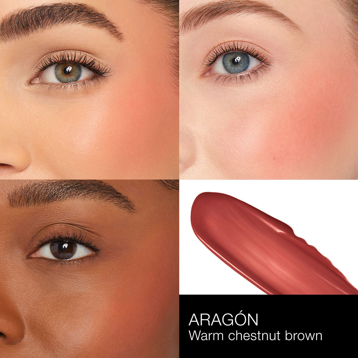 A shade comparison of Nars Afterglow Liquid Blush variant: Aragon