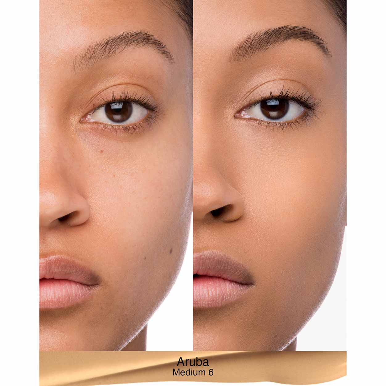 Before and after results of using Nars Natural Radiant Longwear Foundation variant: Aruba M6