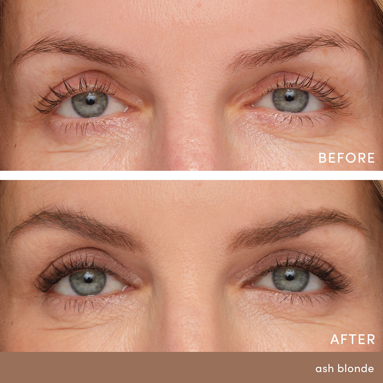 Before and after results of using Jane Iredale PureBrow Brow Gel variant: Ash Blonde