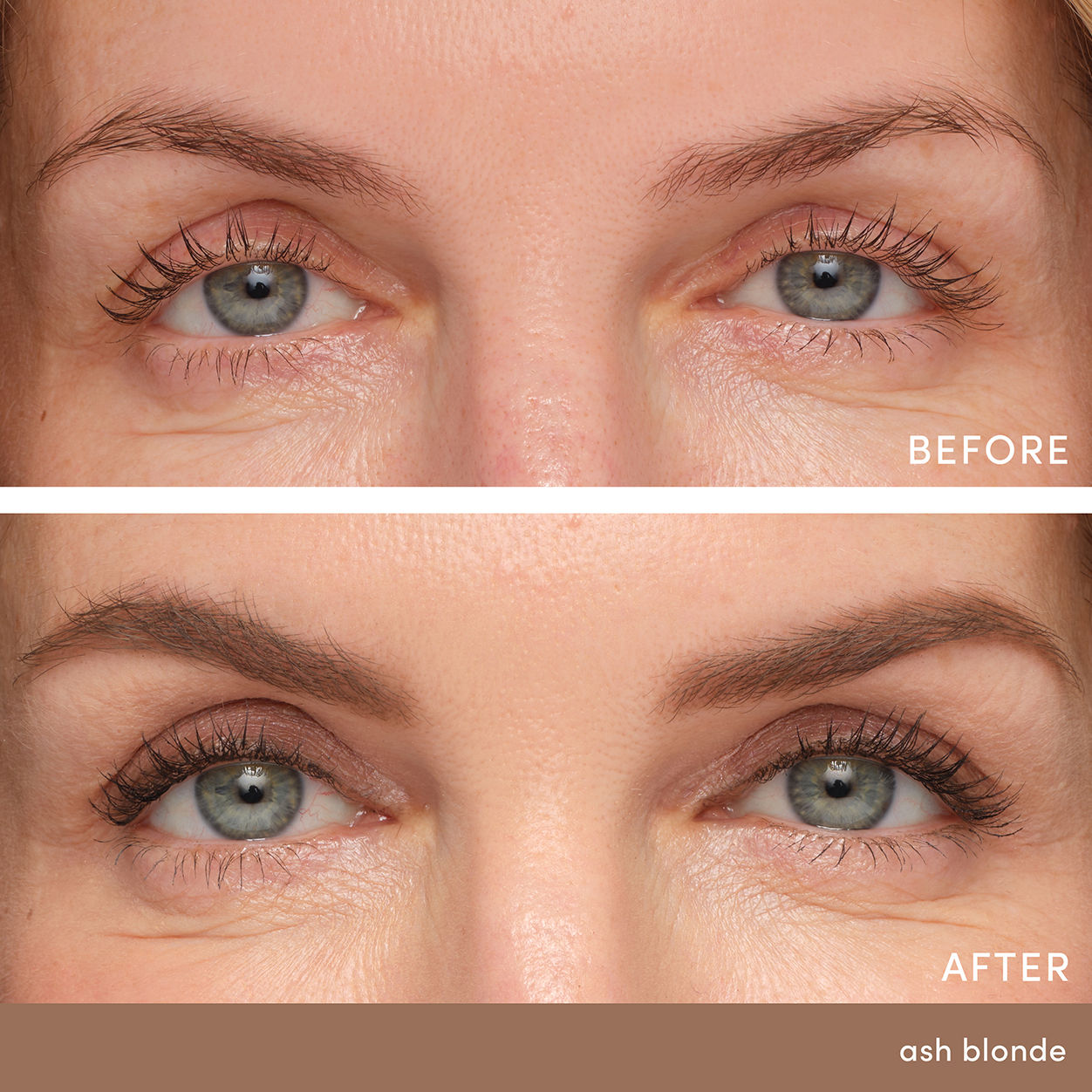 Before and after results of using Jane Iredale PureBrow Shaping Pencil variant: Ash Blonde