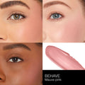 A shade comparison of Nars Afterglow Liquid Blush variant: Behave