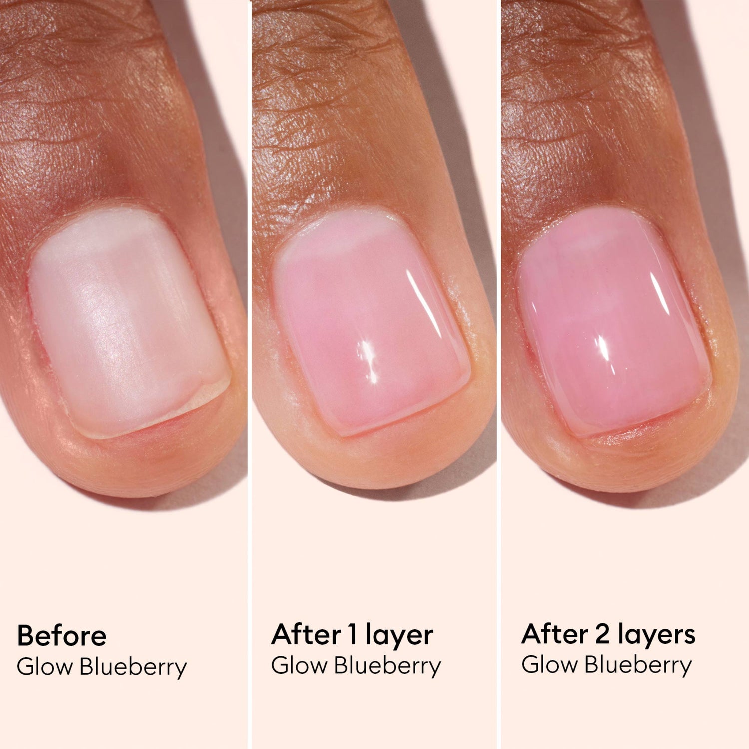 Before and after results of using Manucurist Active Glow Blueberry variant: Blueberry