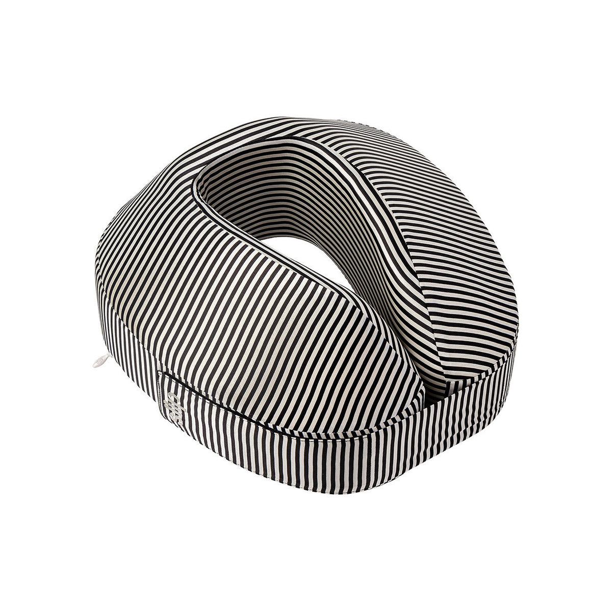 Slip Jet Setter Travel Pillow in a stylish U-shaped design with a black and white striped pattern.