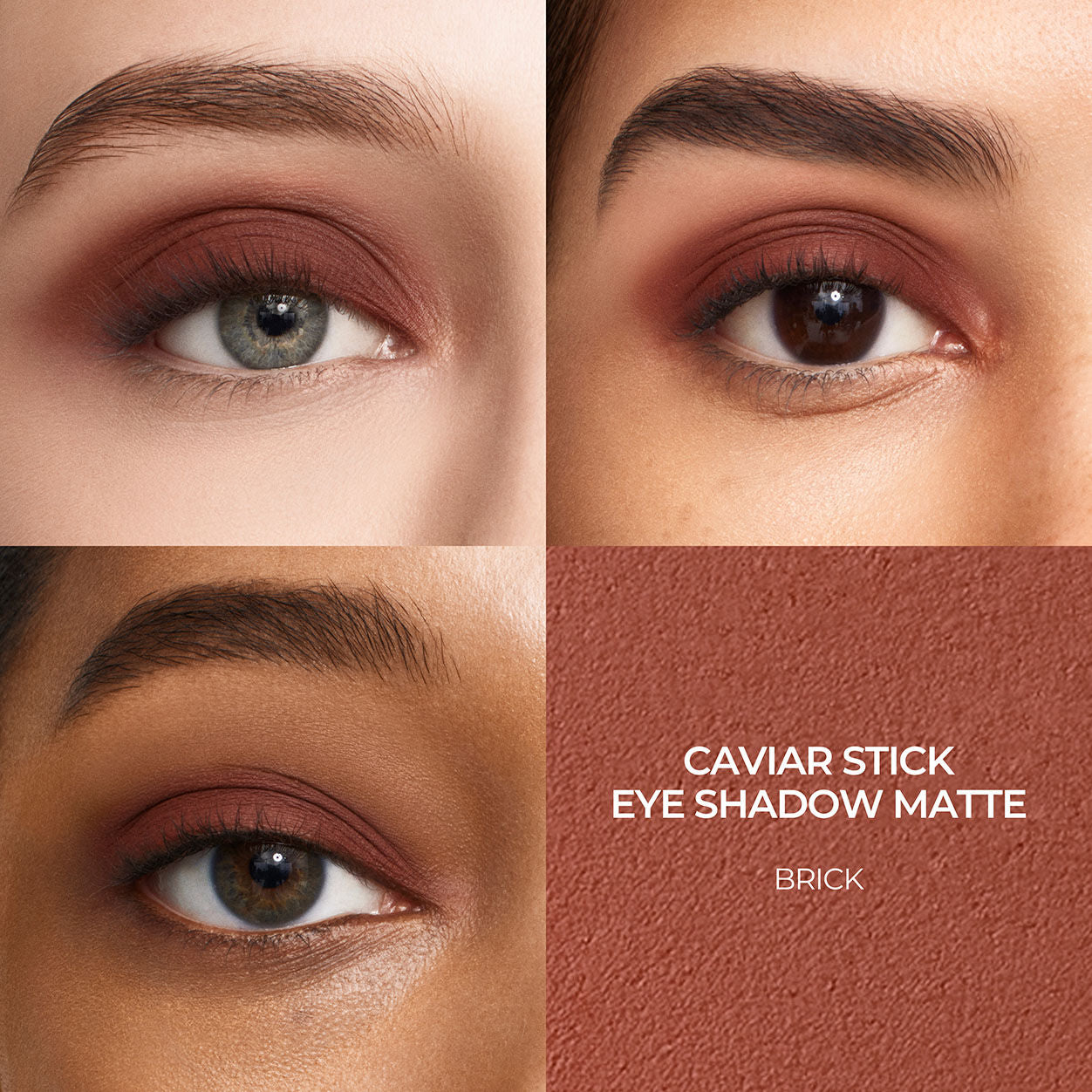 A shade comparison of Laura Mercier Caviar Stick Matte Eye Shadow variant: Brick