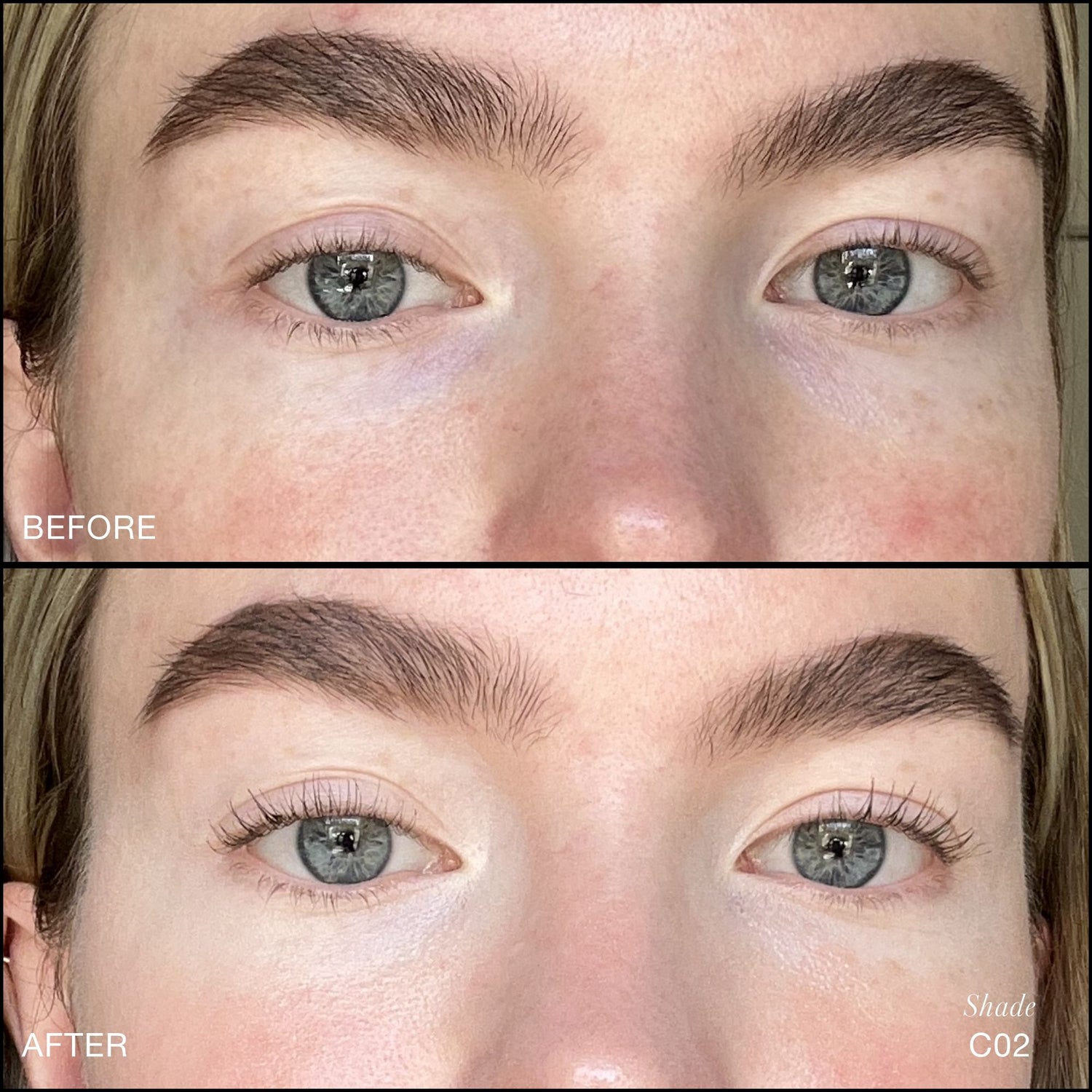 Before and after results of using RMS Beauty Revitalize Hydra Concealer variant: C02