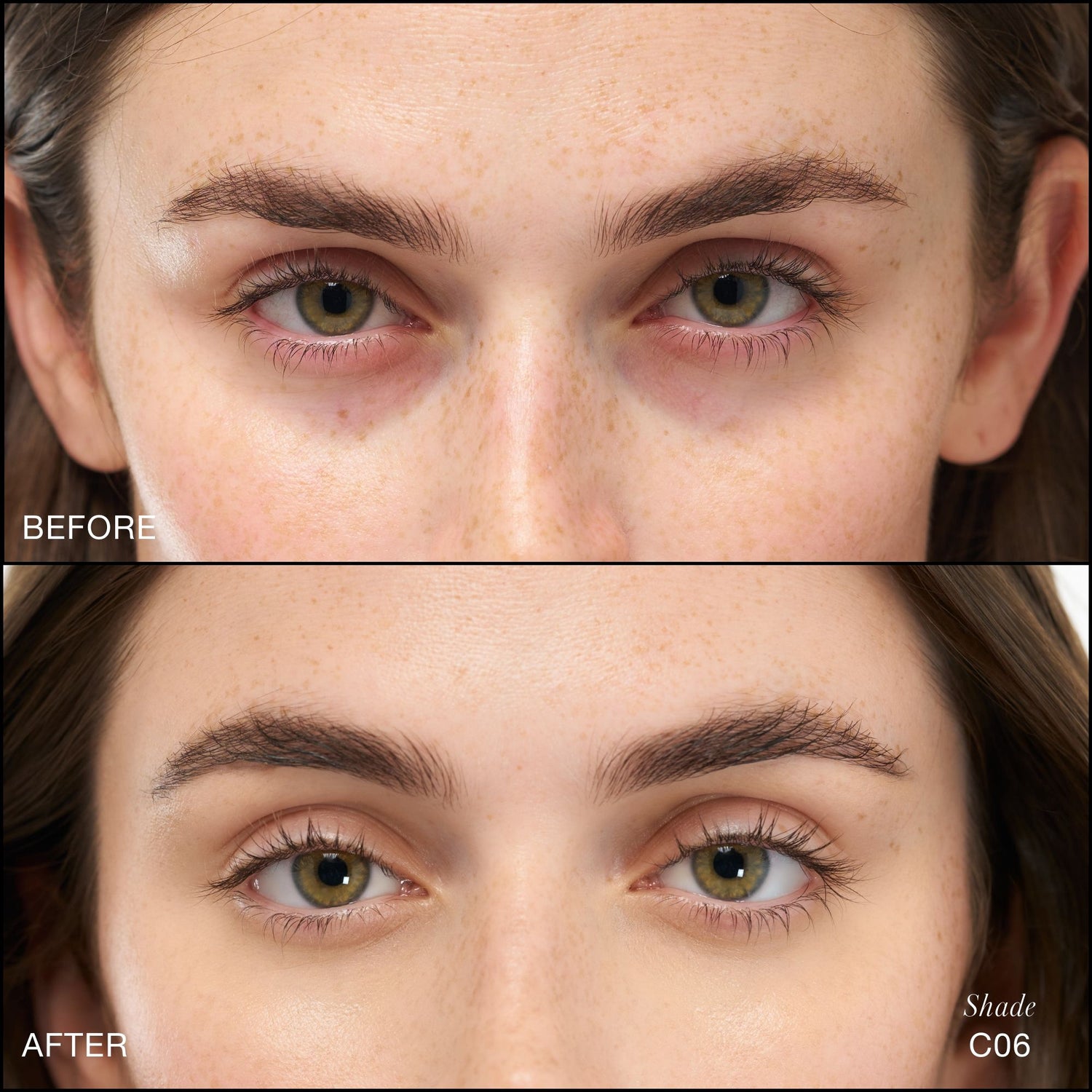 Before and after results of using RMS Beauty Revitalize Hydra Concealer variant: C06