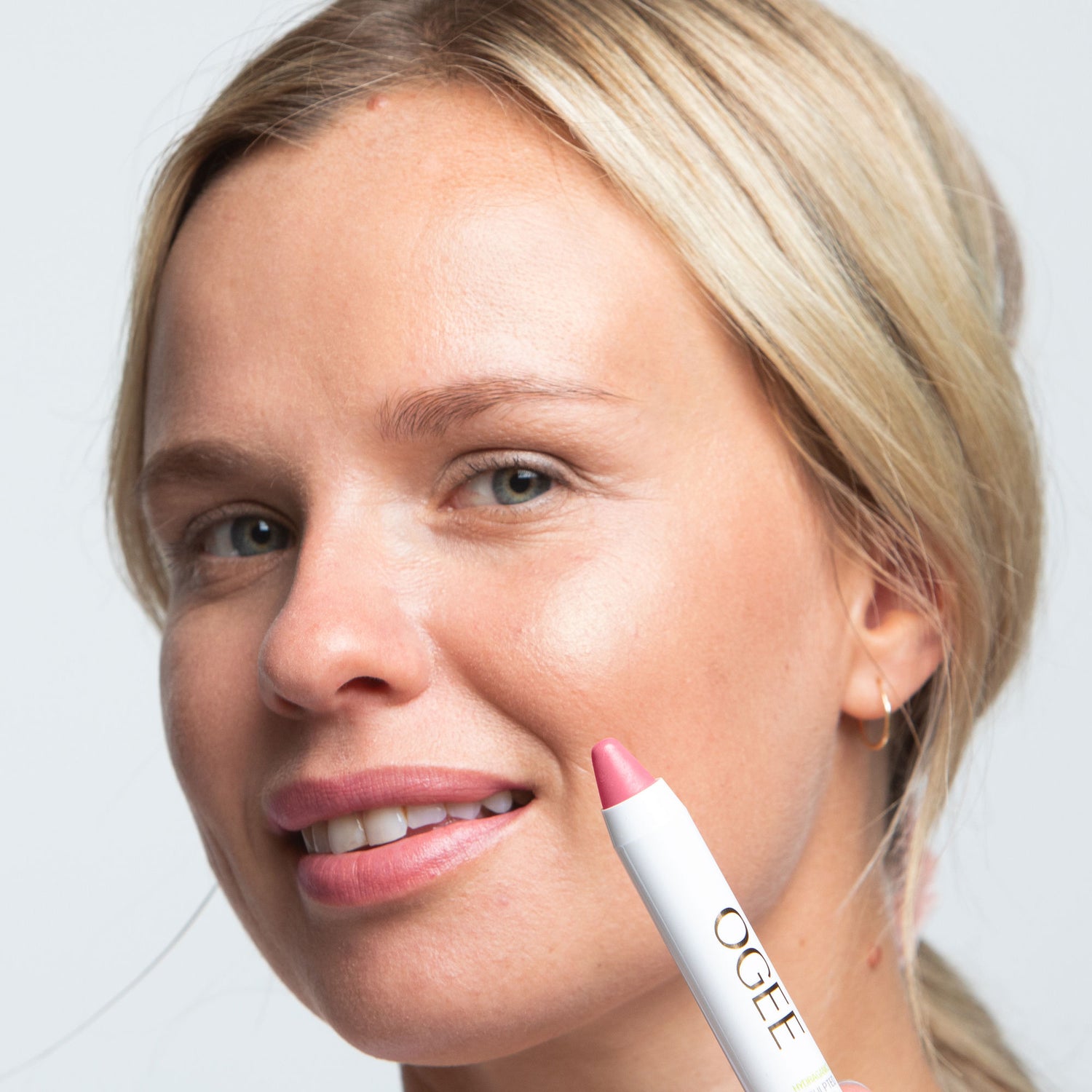 Model image of Ogee Tinted Sculpted Lip Oil variant: Camellia