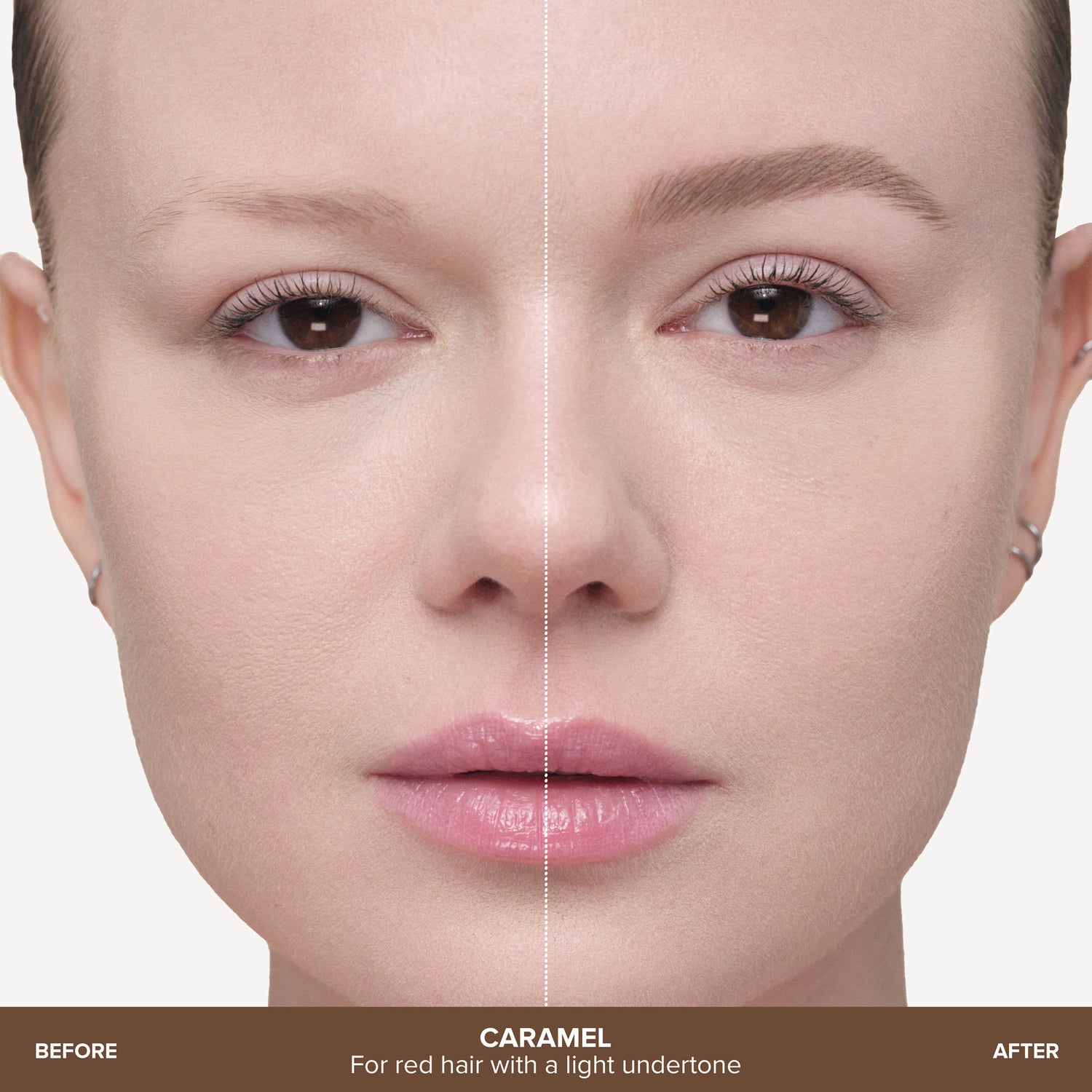 Before and after results of using Anastasia Beverly Hills MicroStroke Brow Pen variant: Caramel