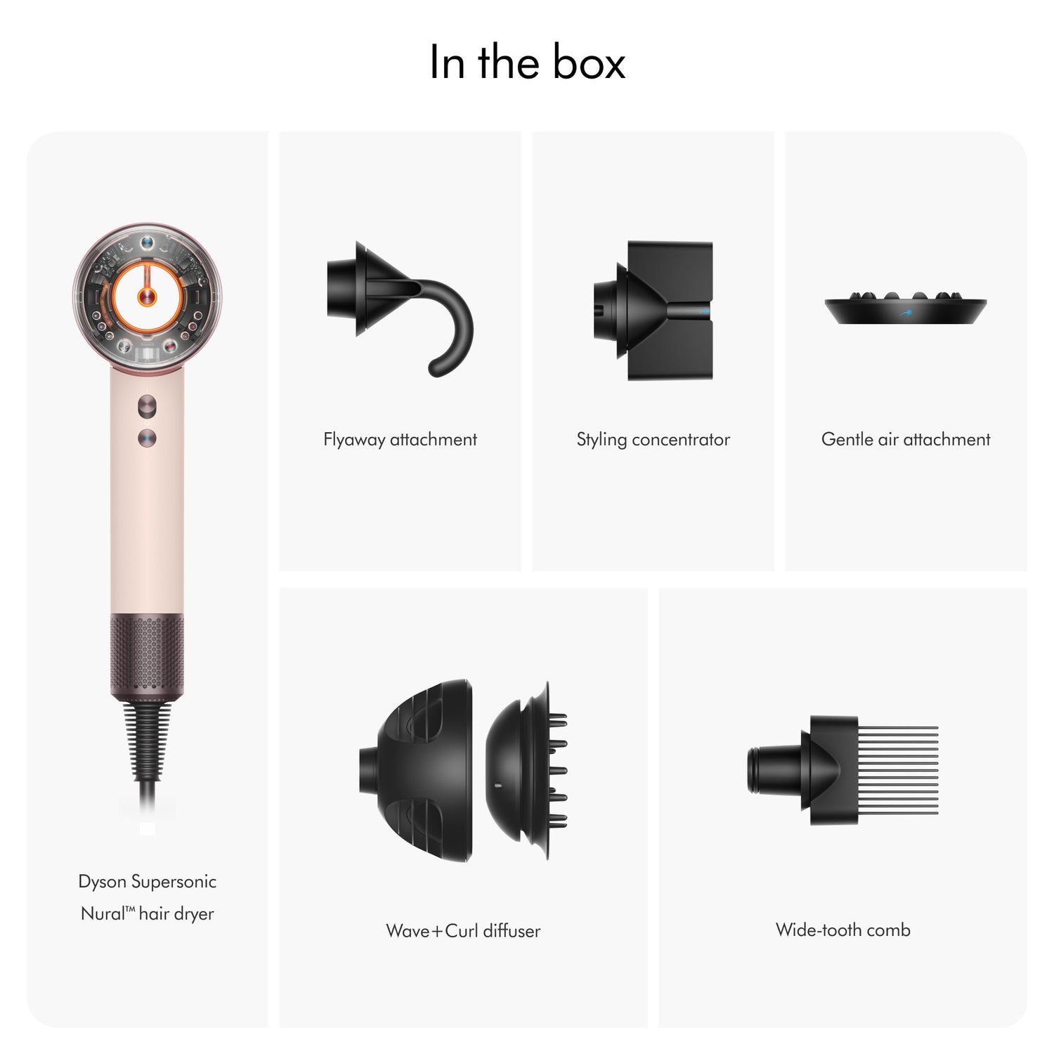 Image of an open Dyson Supersonic Nural Hair Dryer variant: Ceramic Pink