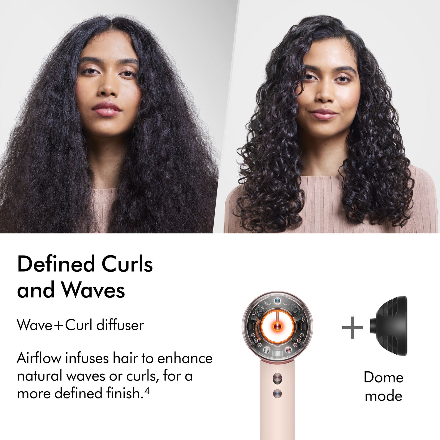 Before and after results of using Dyson Supersonic Nural Hair Dryer variant: Ceramic Pink