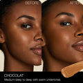 Before and after results of using Nars Radiant Creamy Concealer variant: Chocolat D0