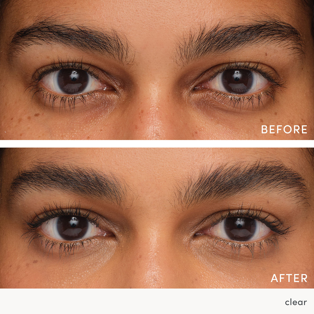 Before and after results of using Jane Iredale PureBrow Brow Gel variant: Clear