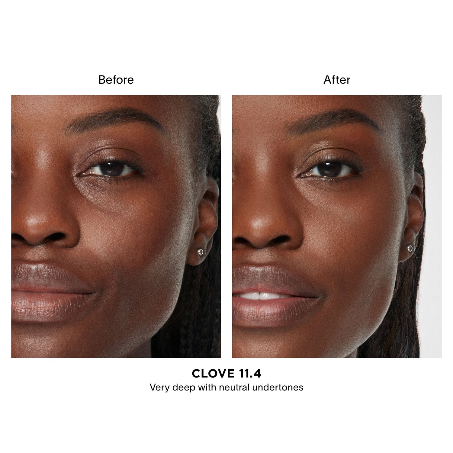 Before and after results of using Hourglass Vanish Airbrush Concealer variant: Clove 11.4