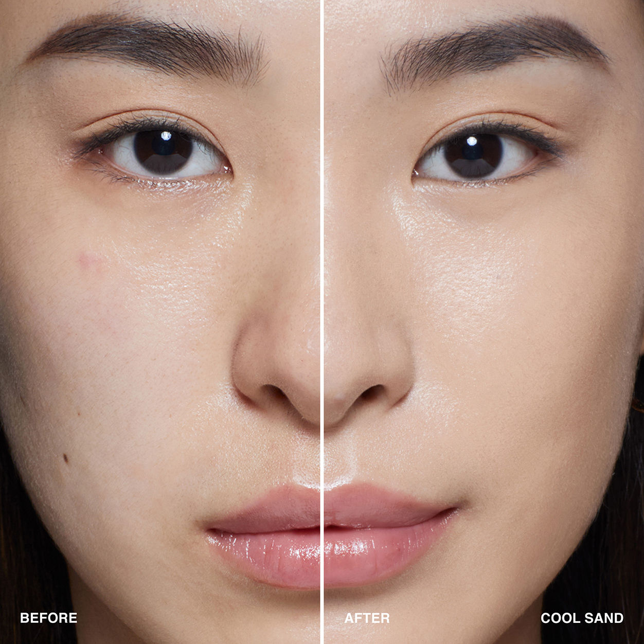 Before and after results of using Bobbi Brown Intensive Serum Foundation SPF 40/30 variant: Cool Sand