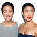 Before and after results of using Bobbi Brown Lip Pencil variant: Crystal