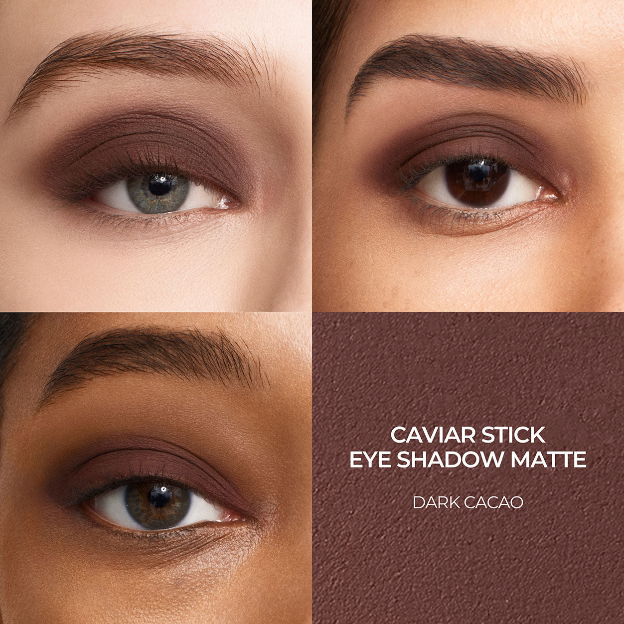 A shade comparison of Laura Mercier Caviar Stick Matte Eye Shadow variant: Dark Cacao