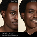 Before and after results of using Nars Radiant Creamy Concealer variant: Dark Coffee D3