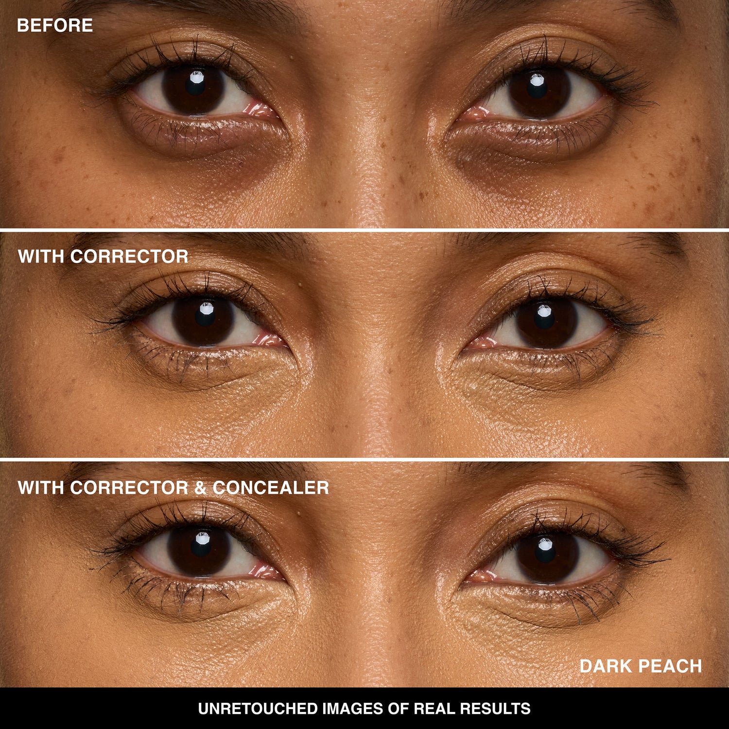 Before and after results of using Bobbi Brown Under Eye Corrector variant: Dark Peach