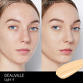 Before and after results of using Nars Light Reflecting Foundation variant: Deauville L4
