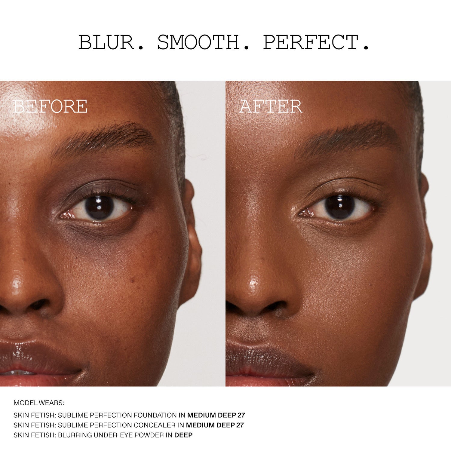 Before and after results of using Pat McGrath Labs Sublime Perfection Blurring Under Eye Powder variant: Deep