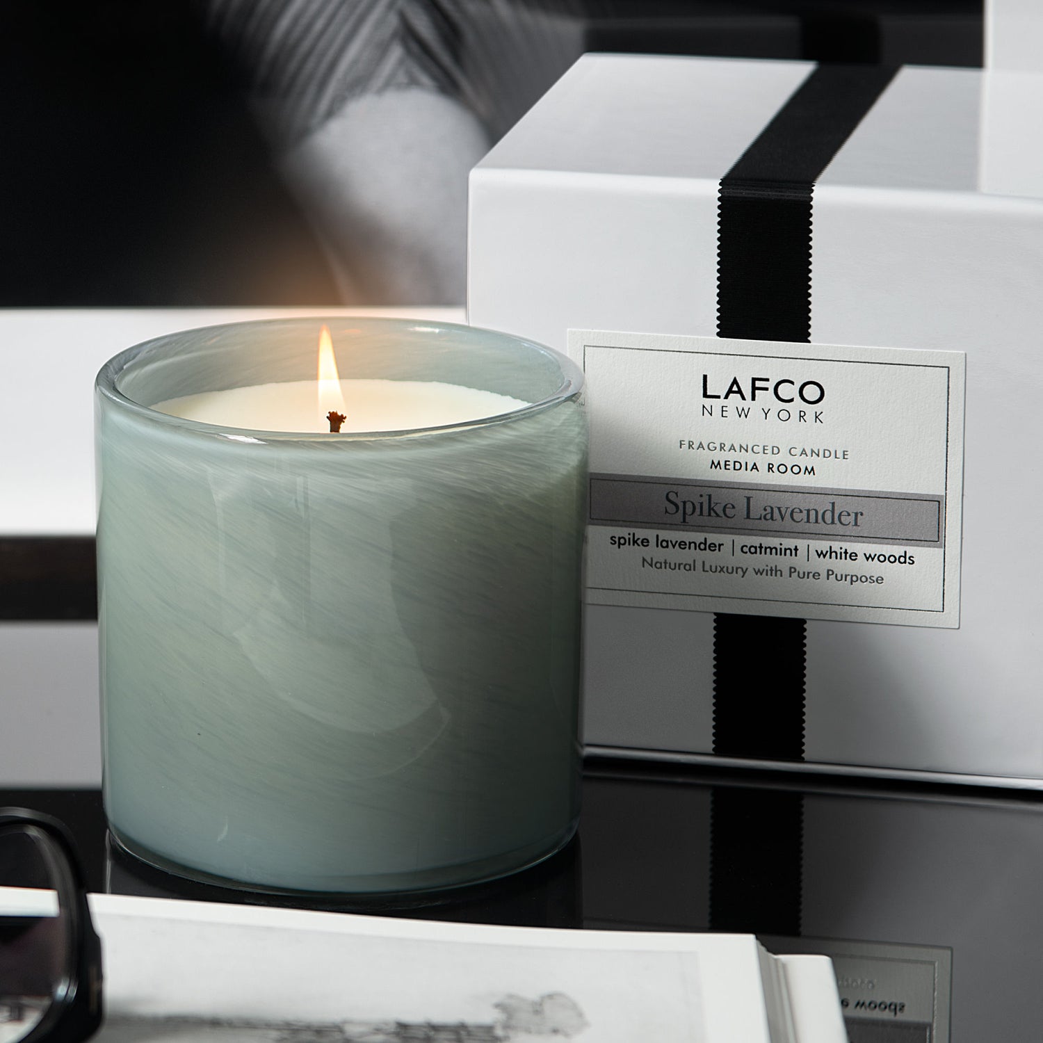 Lifestyle image of Lafco Spike Lavender Signature Candle variant: Default Title