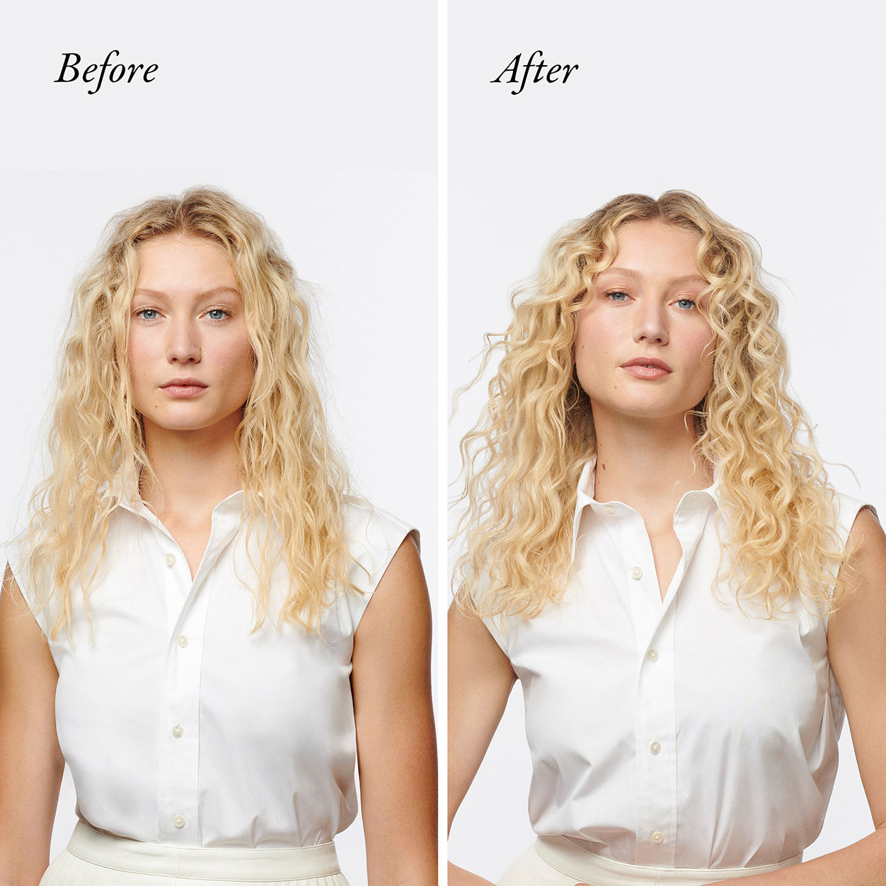 Before and after results of using Oribe Hair Alchemy Heatless Styling Balm variant: Default Title