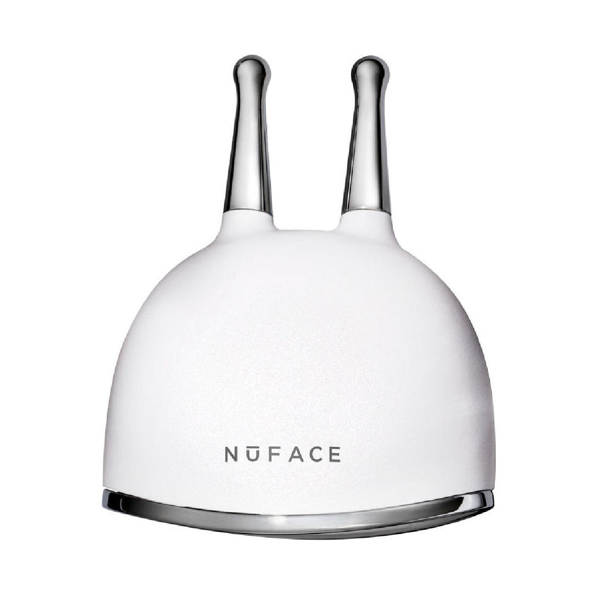 White dome-shaped NuFace Trinity+ Lifting & Smoothing Lip & Eye Microcurrent Attachment with two slender metal prongs extending from the top to help lift brows.