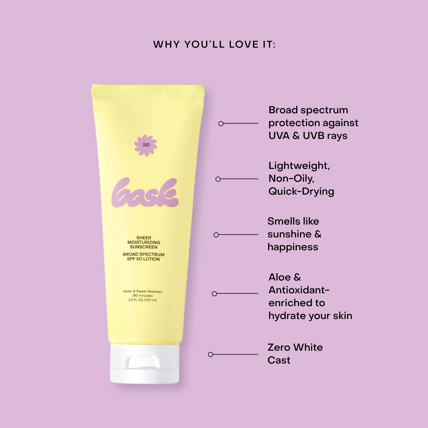 Swatch image of Bask Suncare Sheer Moisturizing Lotion SPF 50 variant: Default Title