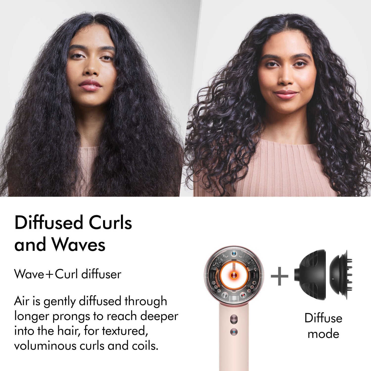 Before and after results of using Dyson Supersonic Nural Hair Dryer variant: Jasper Plum (Limited Edition)