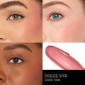 A shade comparison of Nars Afterglow Liquid Blush variant: Dolce Vita
