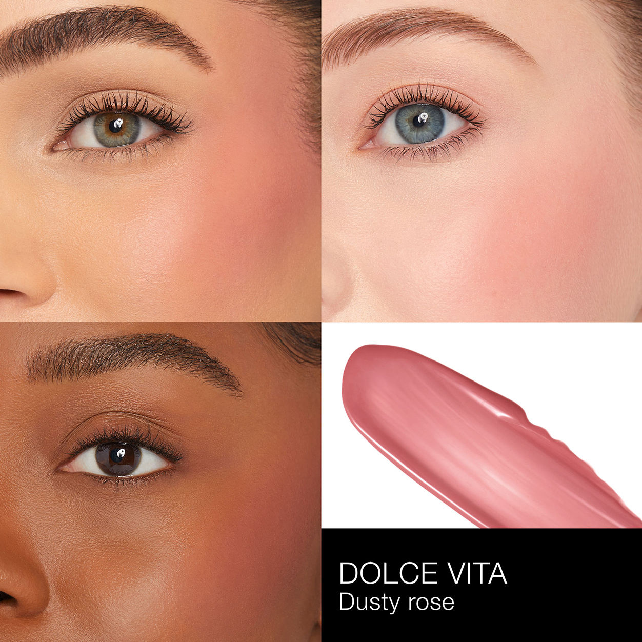 A shade comparison of Nars Afterglow Liquid Blush variant: Dolce Vita