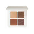A square white Lune+Aster Eyeshadow Quad containing two matte and two shimmering shades in brown and neutral tones.