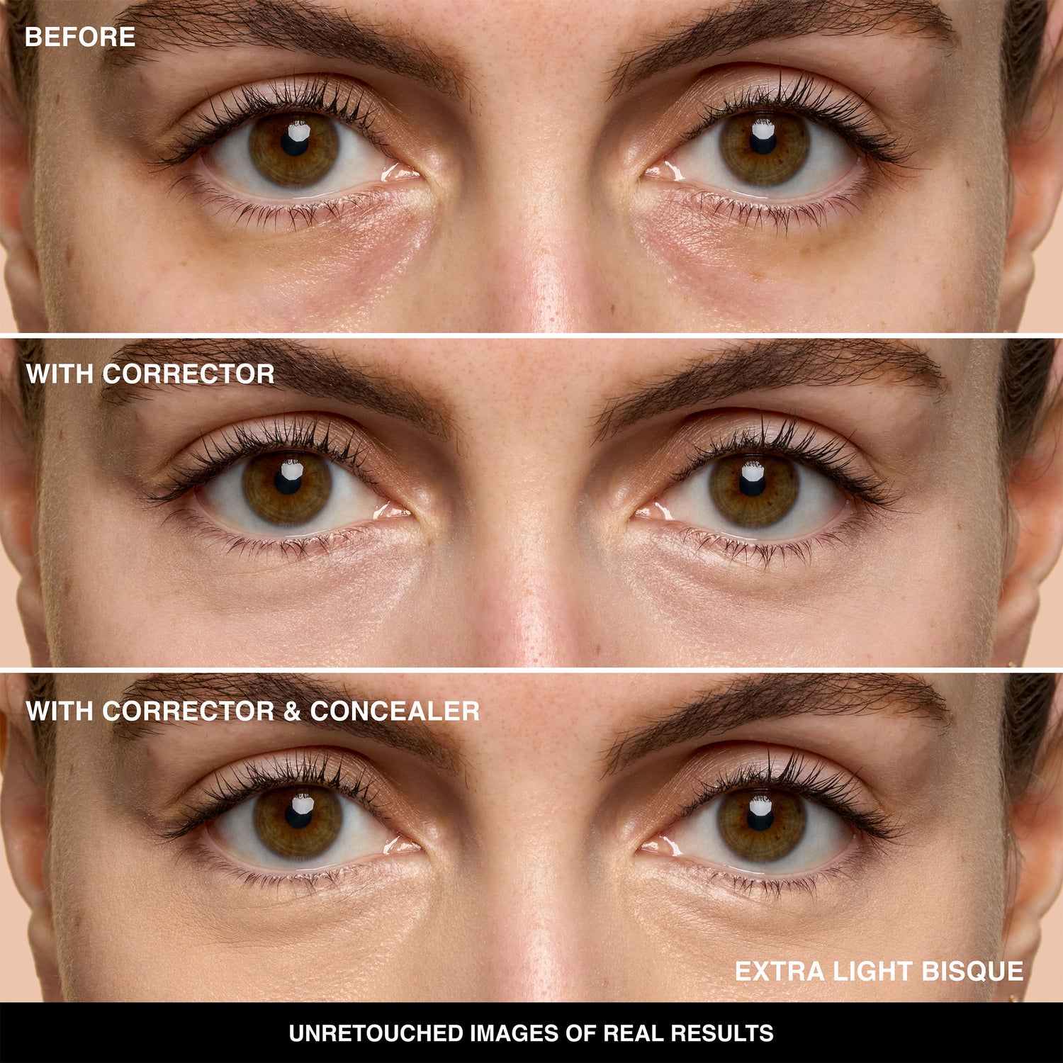Before and after results of using Bobbi Brown  Extra Light Bisque variant: Extra Light Bisque