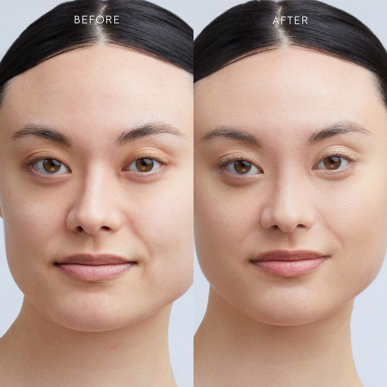 Before and after results of using Kjaer Weis The Beautiful Tint variant: F2