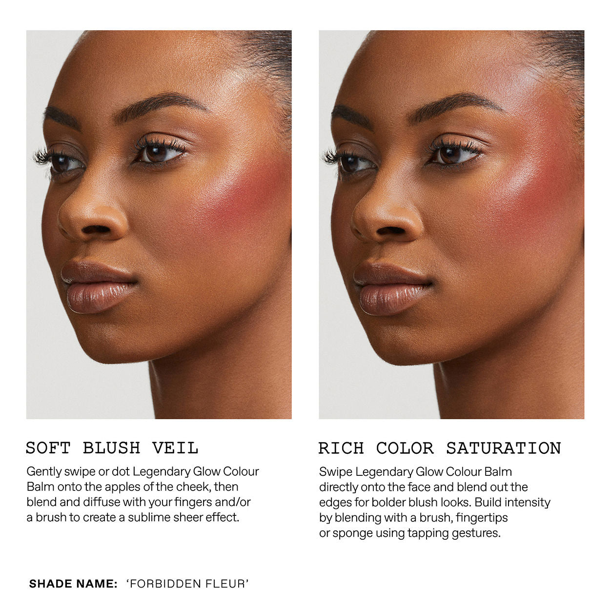 Before and after results of using Pat McGrath Labs Divine Blush: Legendary Glow Color Balm variant: Forbidden Fleur