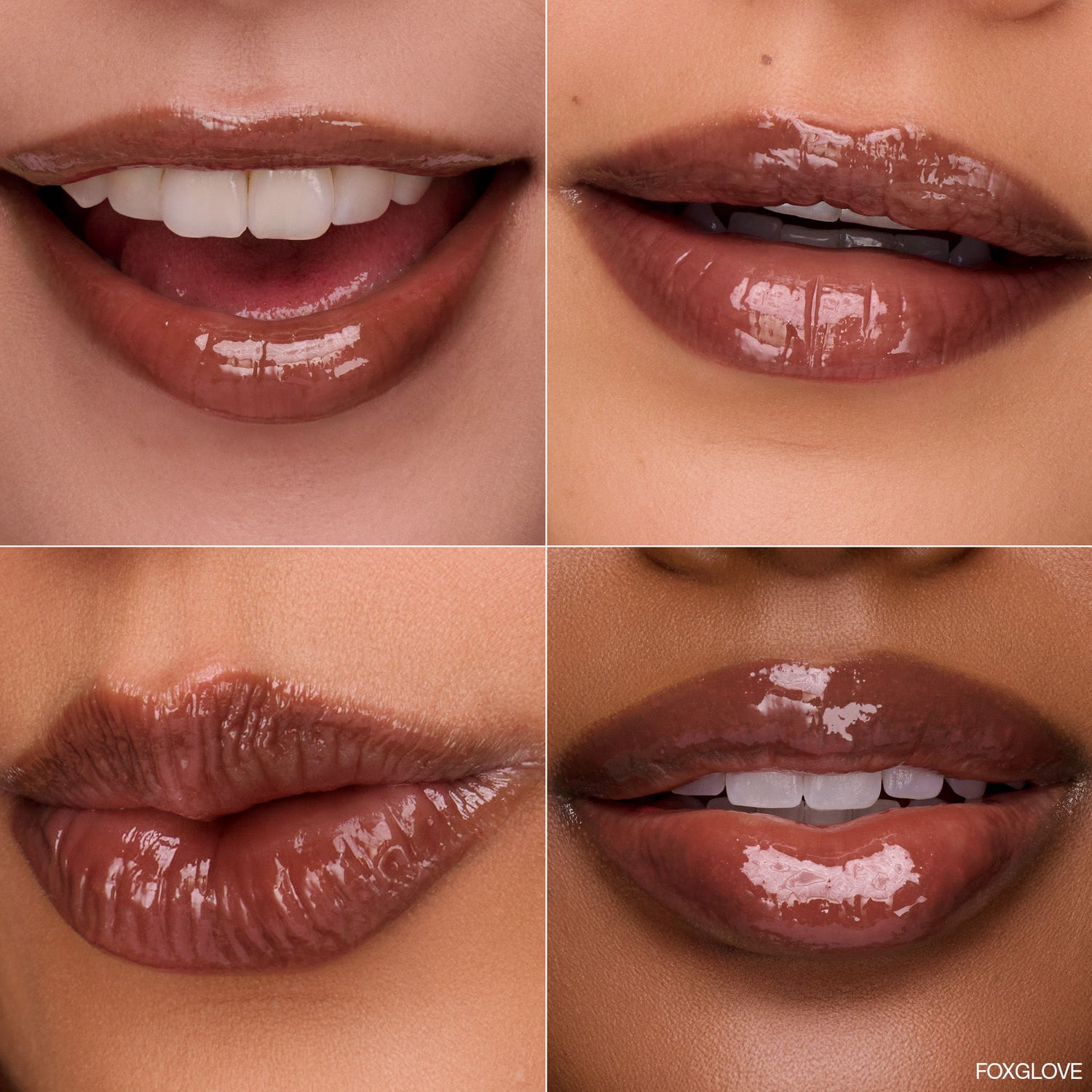 Before and after results of using Ogee Beyond Clean Lip Gloss variant: Foxglove