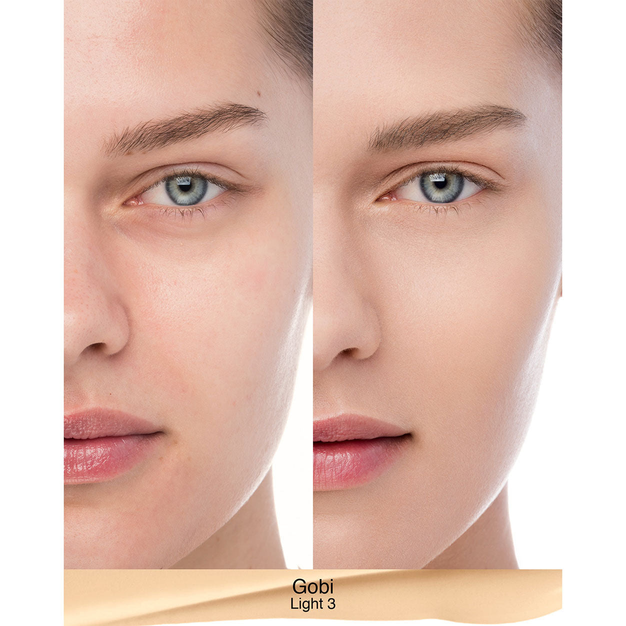 Before and after results of using Nars Natural Radiant Longwear Foundation variant: Gobi L3