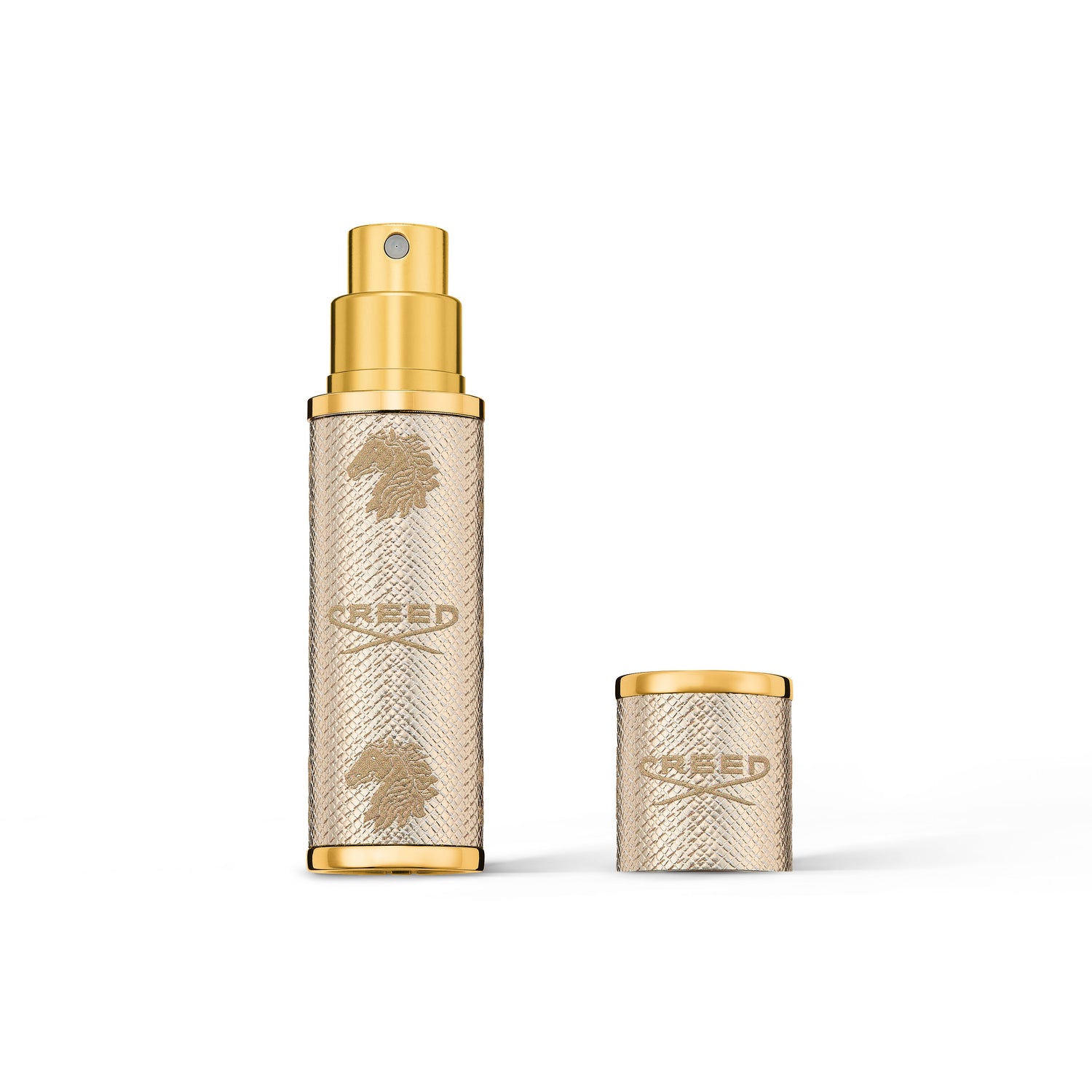 Image of an open Creed Refillable Travel Perfume Atomizer variant: Gold