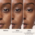 Before and after results of using Laura Mercier Secret Brightening Color Correcting Under Eye Setting Powder variant: Golden