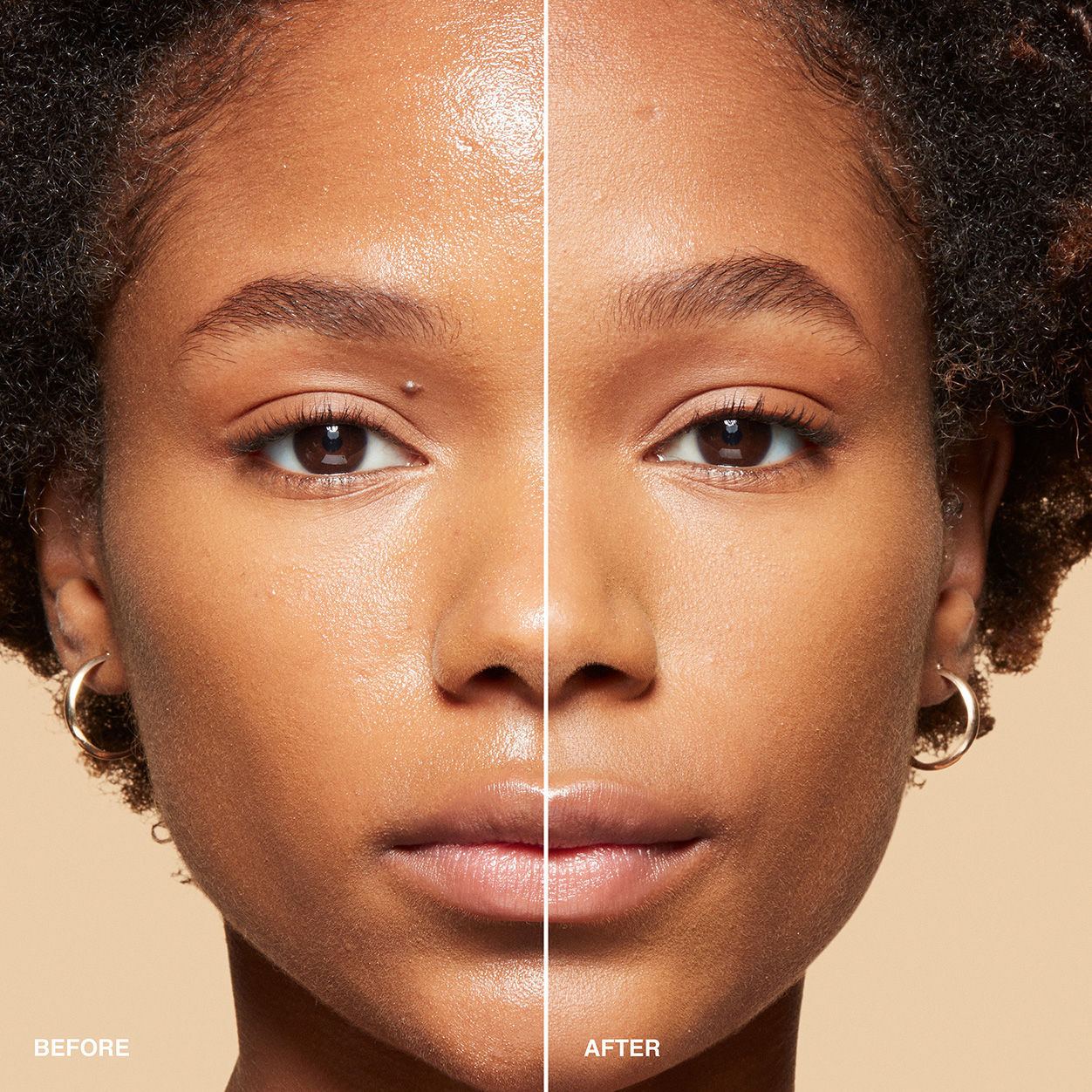 Before and after results of using Bobbi Brown Sheer Finish Pressed Powder variant: Golden Orange