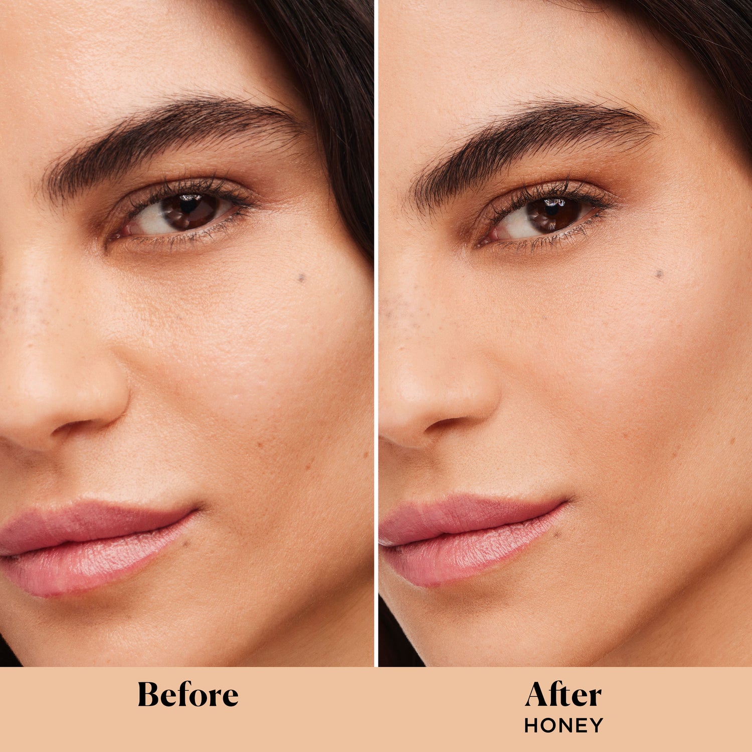 Before and after results of using   variant: Honey