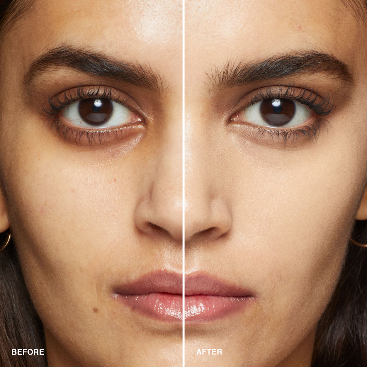 Before and after results of using Bobbi Brown Skin Concealer Stick variant: Honey