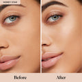 Before and after results of using Laura Mercier Translucent Loose Setting Powder Light Catcher variant: Honey Star