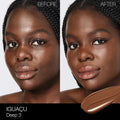 Before and after results of using Nars Light Reflecting Foundation variant: Iguaçu D3